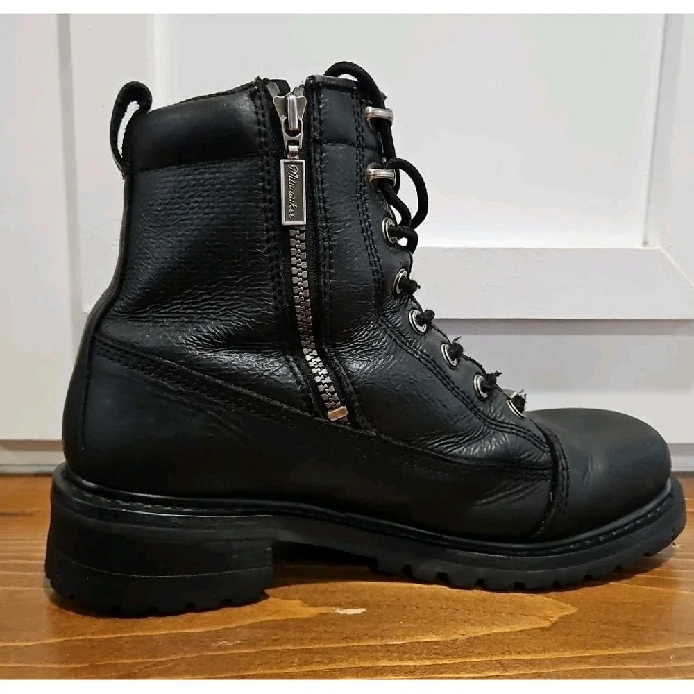 Men's Milwaukee Leather #MB408 Black Lace-Up Boots Motorcycle Work Size 9D‎